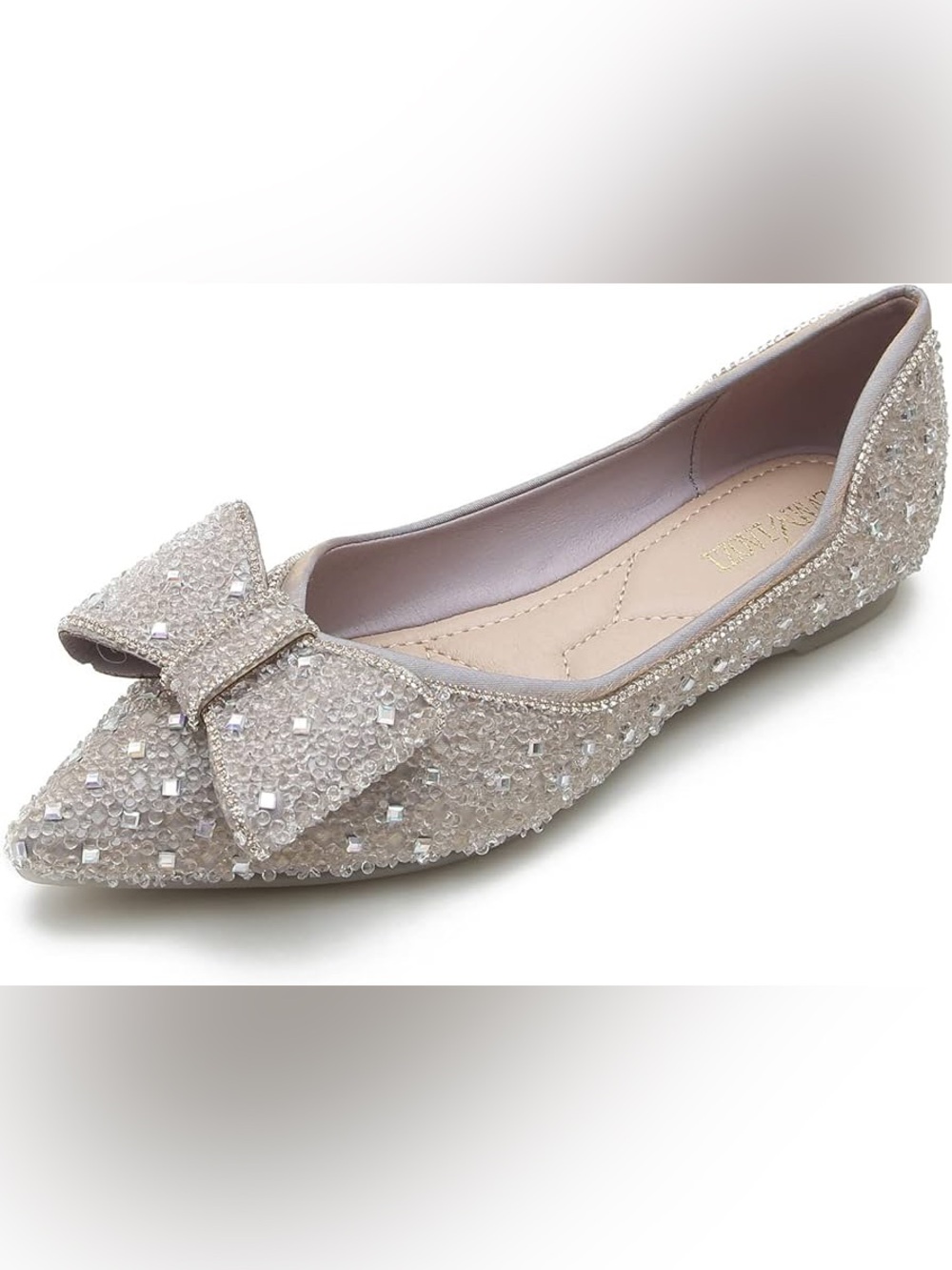 Embellished Bow Ballet Flats - Gold edition - Picture 2 of 7